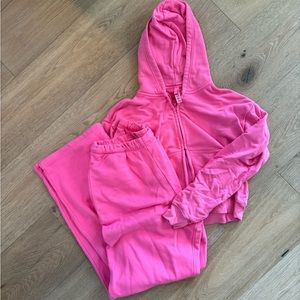 Skims sweatsuit pants hoodie pink xs
